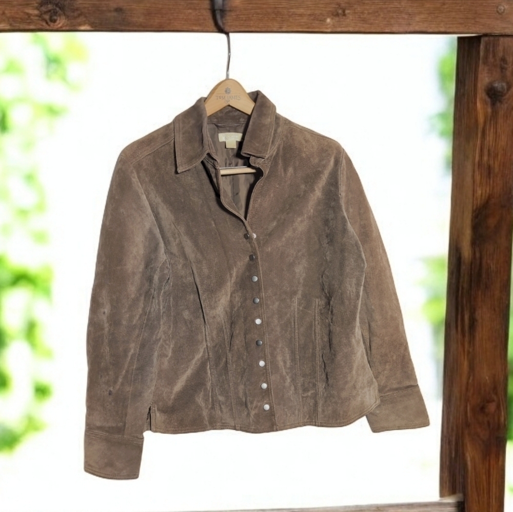 Women's Pigskin Leather Jacket - Brown sz XL Christopher and Banks